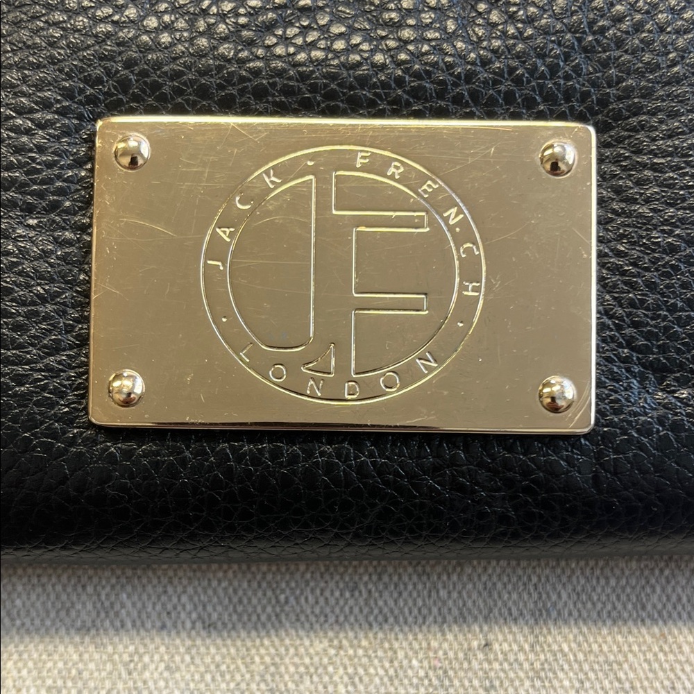Jack French London Black Leather Zip Around Wallet Gold Plate Tassel - Picture 2 of 12